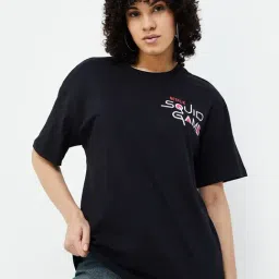 Ginger by Lifestyle Black Cotton Graphic Print T-Shirt-picture-14