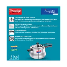 Prestige Nakshatra Alpha Svachh Silver Pressure Cooker (5.5 L) - Set of 1 image 4