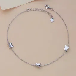 Ornate Jewels 925 Silver AAA Grade American Diamond Adjustable Butterfly Anklet Payal-image-33