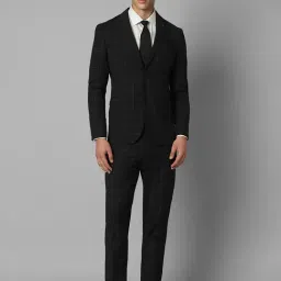 Louis Philippe Black Slim Fit Checks Two Piece Suit-picture-41