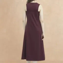 RAREISM Brown Polyester Solid Sleeveless Dress image 2