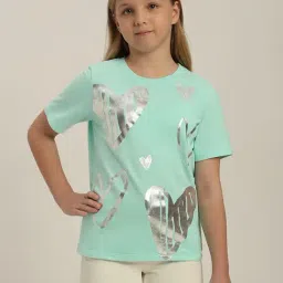 VERO MODA GIRL Moonlight Jade Cotton Printed T-Shirt-image-90