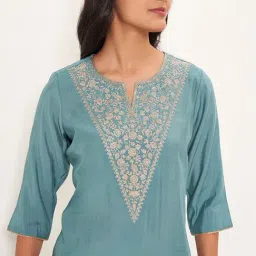 Rangmanch By Pantaloons Blue Regular Fit Kurta image 5