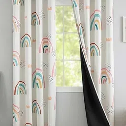BFAM White & Blue Abstract Thermal Insulated 2 Pieces Door Black Out Eyelet Curtains-picture-20