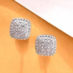 Clara 925 Silver Platinum Plated Swiss Zirconia Queen of Diamonds Stud Earrings Gift for Women-picture-15