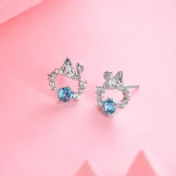 Clara 925 Silver Platinum Plated Swiss Zirconia Iconic Swan Stud Earrings Gift for Women-image-20