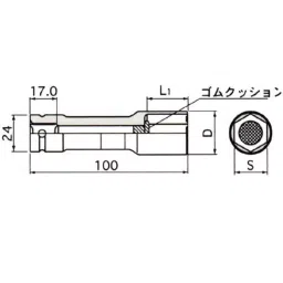 TONE Thin Long Foil Nut Socket For Impact 12.7 mm, 4A-21LN image 3