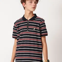 Nautica Boys Striped Polo Collar T-shirt-image-35