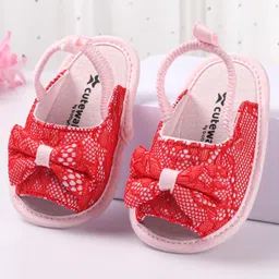 Cute Walk by Babyhug Slip On Booties with Bow - Red-picture-18