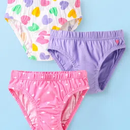 Babyhug 100% Cotton Single Jersey Knit Panties With Polka Dots & Heart Print - Purple White & Pink-picture-32