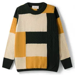 arias by lara dutta Arias Knitted Full Sleeves Pullover Sweater With Color Block Design - Multicolor-picture-17