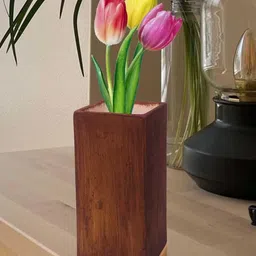 LASAKI Tower Brown Textured Ceramic Flower Vase image 3