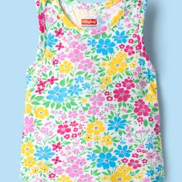 Babyhug 100% Cotton Sleeveless Floral Printed Sando & Shorts Set - Multicolor image 2