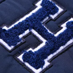 Babyhug Woven Full Sleeves Text Printed Hooded Padded Jacket - Navy Blue image 3