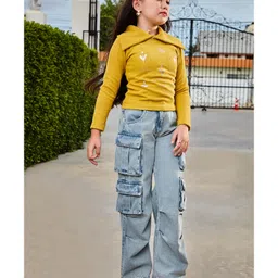 Tiny Girl Denim Mild Washed Cargo - Light Blue image 4