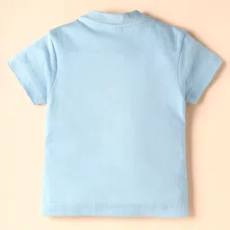 Zero Sinker Knit Half Sleeves Shorts Night Suit with Teddy Print & Stripes - Light Blue image 3