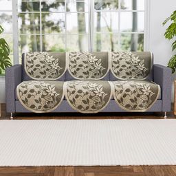 Kuber Industries Grey & Off White Printed 6 Pieces 3 Seater Cotton Sofa Cover-picture-31