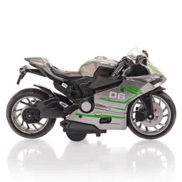 KiddyBuddy Scale 1:12 Model Pull Back Alloy Simulation Superbike Die Cast Motorcycle Toy Bike - Grey image 4