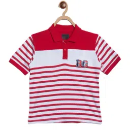 Blue Giraffe Kids Red & White Striped Polo T-Shirt-image-33