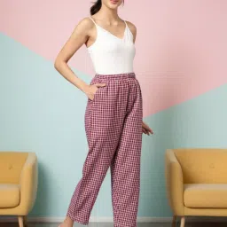 Kryptic Maroon Cotton Checks Pyjamas image 5