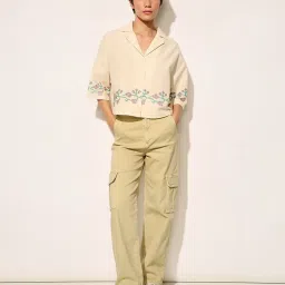 Only Yellow Cotton Printed Short Sleeves Shirt image 5