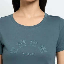 Ajile by Pantaloons Deep Teal T-Shirt image 5