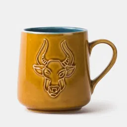 Fabindia Rashi Yellow Ceramic Taurus Coffee Mug (330 ML) image 5