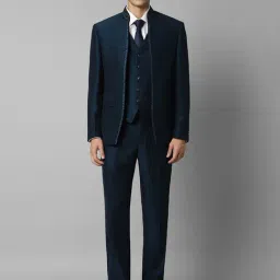 Louis Philippe Navy Slim Fit Three Piece Suit-image-8