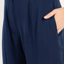 FEMMELLA Navy Blue Relaxed Fit Solid Trousers image 5