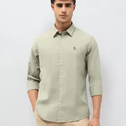 U.S. Polo Assn. Green Cotton Regular Fit Shirt-picture-35