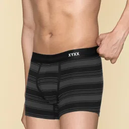 XYXX Opal Blue & Smoke Black Cotton Regular Fit Striped Trunks - Pack Of 2 image 5