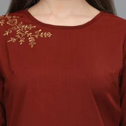 Prettify Maroon Embroidered Top image 5