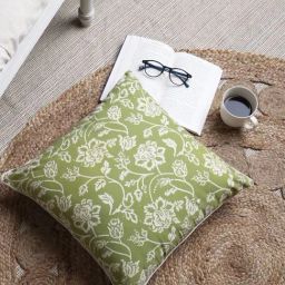 Spaces Printed Green Cotton Cushion Cover-picture-12