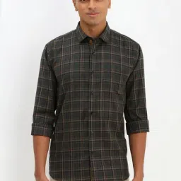 Allen Solly Green Cotton Slim Fit Checks Shirt-picture-41