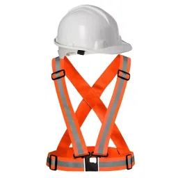 Rahul Professionals High Visibility Polyethylene and Plastic White & Orange Safety Helmet & Vest Belt Jacket Combo Free Size (Pack of 8)-picture-33
