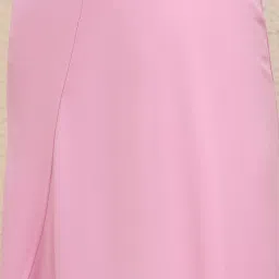Iconic Pink Solid Flared Fit Asymmetrical Stretchable Flare Skirt image 5