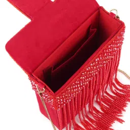 Odette Red Embellished Clutch image 5