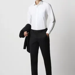 Van Heusen Black Slim Fit Texture Trousers image 5