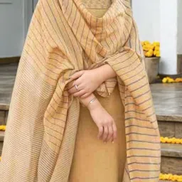 GoSriKi Ethnic Motifs Printed Round Neck Straight Kurta with Palazzos & Dupatta image 3