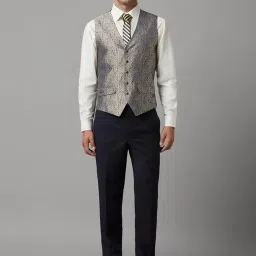 Louis Philippe Navy Slim Fit Checks Three Piece Suit image 5