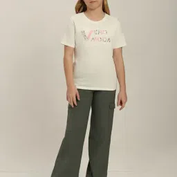 VERO MODA GIRL Bright White Cotton Embellished T-Shirt image 5