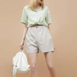 Ginger By Lifestyle Beige Regular Fit Striped Shorts image 5