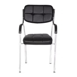 Da URBAN Barfi Black Leatherette Heavy Duty Metal Frame Visitor / Study / Office Chair with Arms-image-61