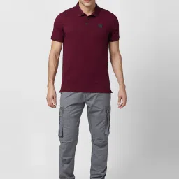 Spykar Red Slim Fit Polo T-Shirt image 5