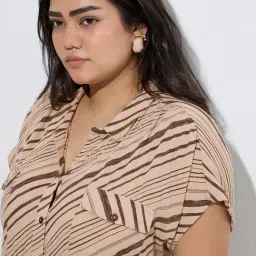 Gia by Westside Brown Printed Pattern Shirt image 4