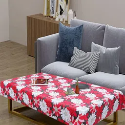 LooMantha Red Floral Waterproof Plastic 4-Seater Table Cover-picture-33