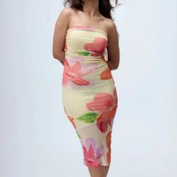 Color Capital Yellow Bodycon Printed Dress-picture-26