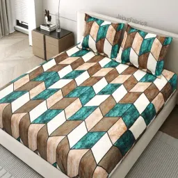 JaipurFabric Multicolor Velvet Printed 300 TC Double Bedsheet with 2 Pillow Covers-picture-11