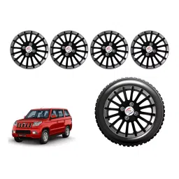 Auto Pearl cDCRv49_R Press Type Car Wheel Cover with Retention Ring 381 mm(15 Inch) Glossy Black, Silver for Mahindra TUV 300 Plus P4 (Set of 4)-picture-27