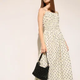 ONLY Women Floral Print Smocked Fit & Flare Midi Dress-picture-34
